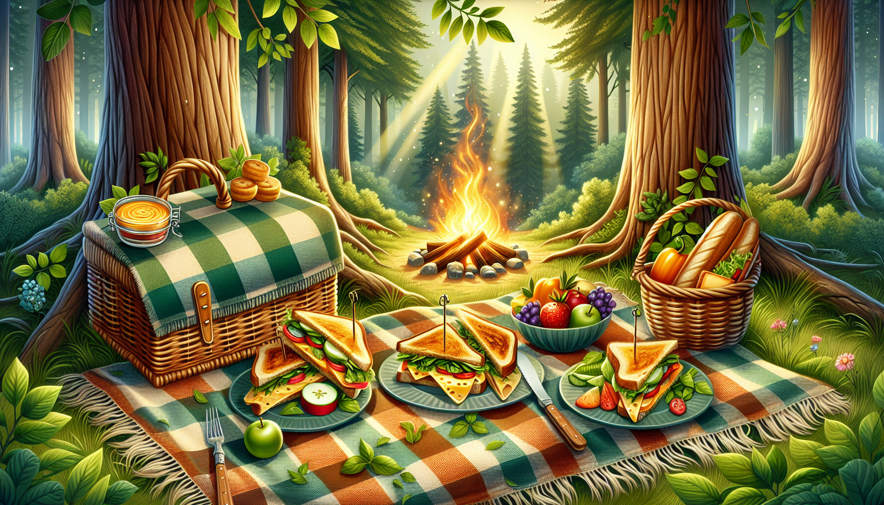 Quick and easy camping lunches such as grilled cheese sandwiches and veggie wraps, perfect for a camping trip.